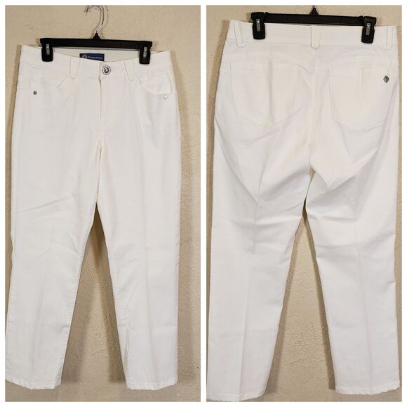 Democracy Ab Solution Womens Jeans 10 White Stretch Elastic Pockets Denim Casual - Picture 1 of 11